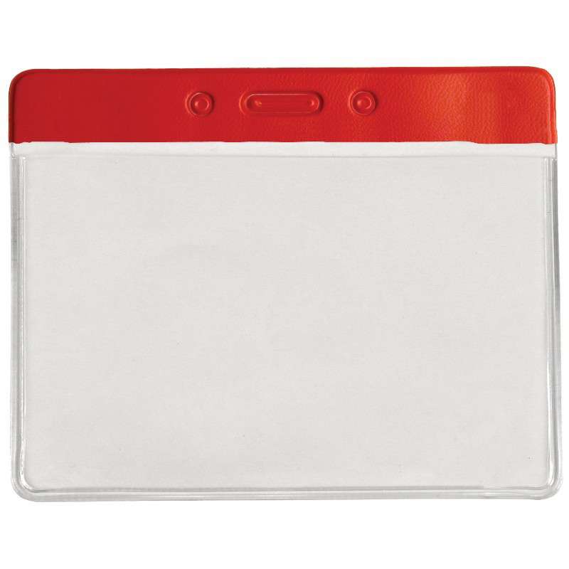 Horizontal Badge Holder with Color Top, Red,  4-1/4" x 3-3/8" Insert Size